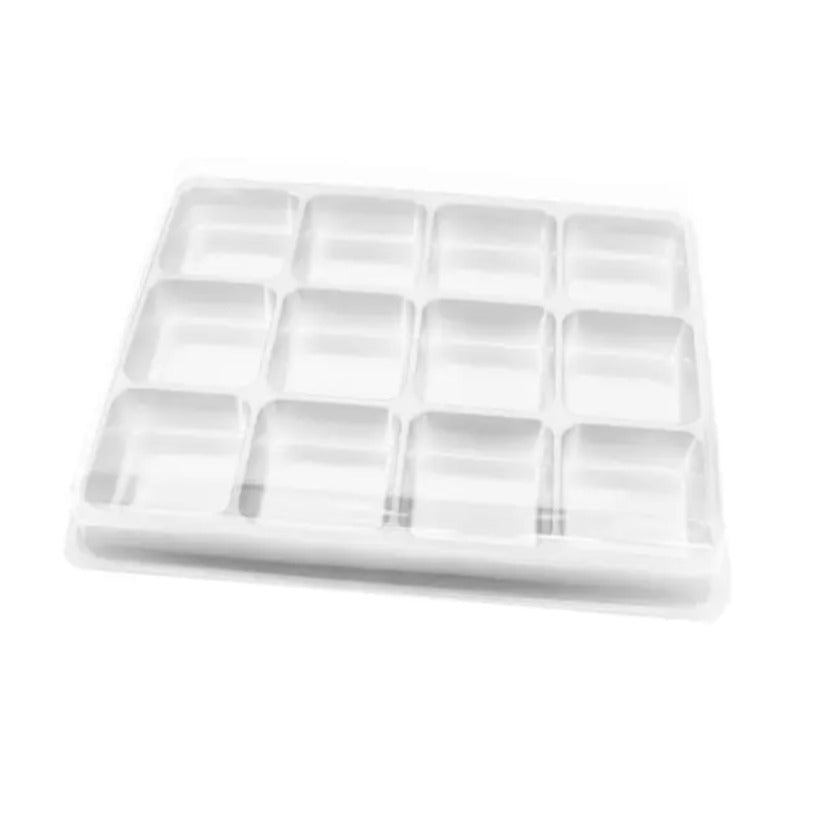 11075 CAIXA PARA BOMBONS QUADRADOS COM 12 CAVIDADES CRISTAL REF14295 - BWB