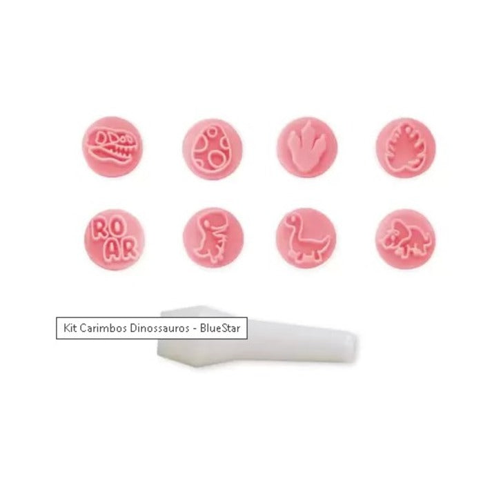 KIT CARIMBOS DINOSSAUROS ROSA BEBÊ - BLUE STAR