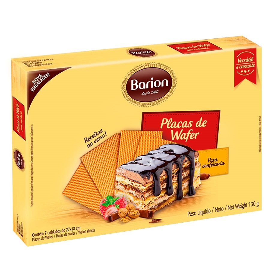PLACA DE WAFER FOLHADO TIPO HÓSTIA 130G - BARION