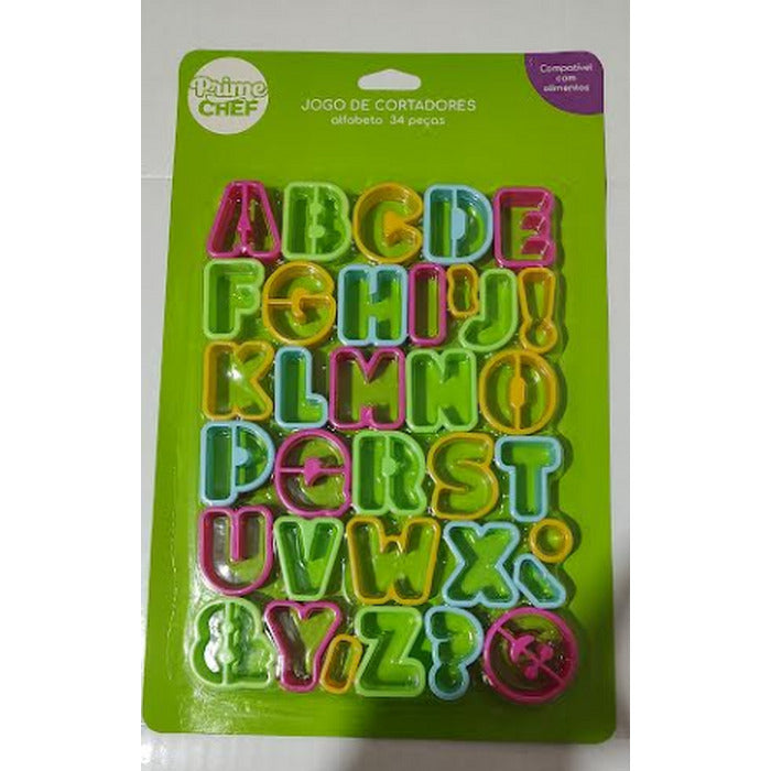 11430 KIT CORTADOR EM PLASTICO ALFABETO 34 PCAS REFGMEZN417 - PRIME CHEF
