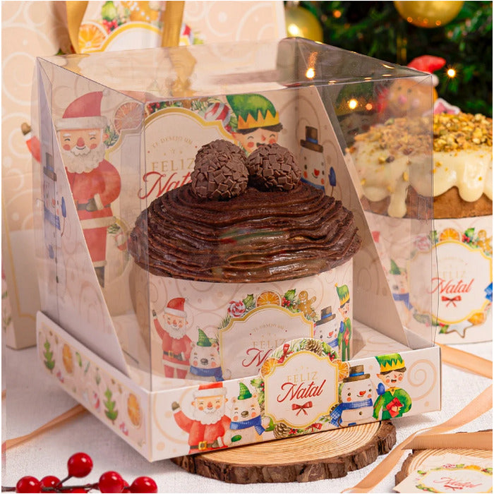 CAIXA PARA PANETONE 400/500G COM TAMPA DE ACETATO ALEGRIA REF 3416 - JANGO