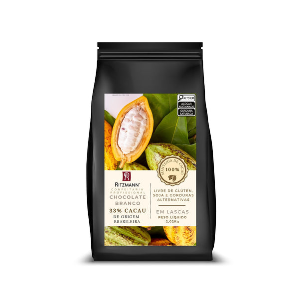 0876 CHOCOLATE GOURMET BRANCO 33% CACAU EM LASCAS 1,01KG - RITZMANN