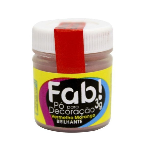PÓ PARA DECORAÇÃO BRILHANTE VERMELHO MORANGO 3G - FAB