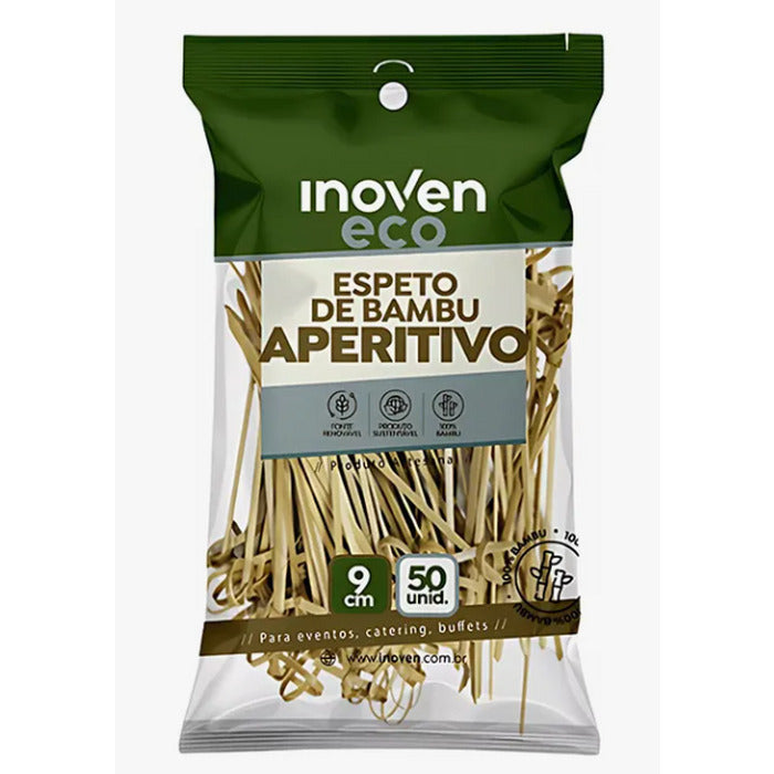 12140 ESPETOS DE BAMBU COM NO 9CM APERITIVO COM 50UND 5057 - INOVEN