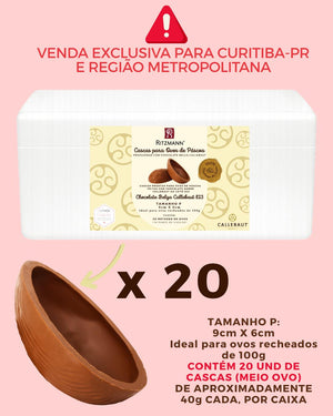 PRÉ-VENDA DE CASCAS DE OVOS CHOCOLATE BELGA CALLEBAUT 823 AO LEITE P 20 UND x 40g - RITZMANN