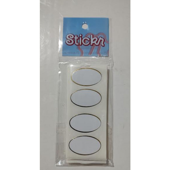 12323 ADESIVO OVAL BORDA OURO COM 100UND - STICKR