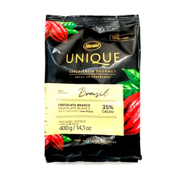 CHOCOLATE BRANCO 35% CACAU UNIQUE 400G - HARALD