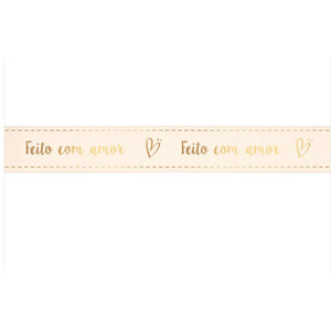 10819 FITA DECORATIVA DE CETIM C/H S AQUI TEM AMOR PEROLA15MMX10M REF18200190 -CROMUS