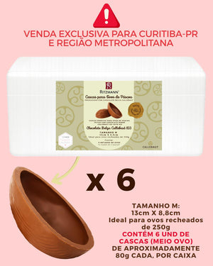 PRÉ-VENDA DE CASCAS DE OVOS CHOCOLATE BELGA CALLEBAUT 823 AO LEITE M 6 UND x 80g - RITZMANN