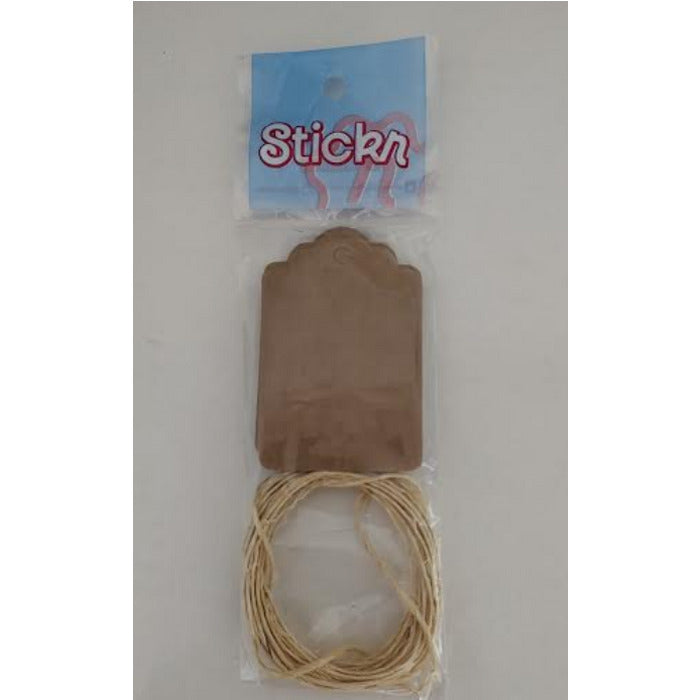 12299 TAG KRAFT RETANGULAR COM 15 UND + SISAL - STICKR