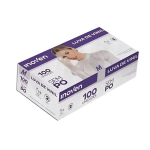 12132 LUVA DE VINIL M SEM PÓ COM 100ND 3025 -INOVEN