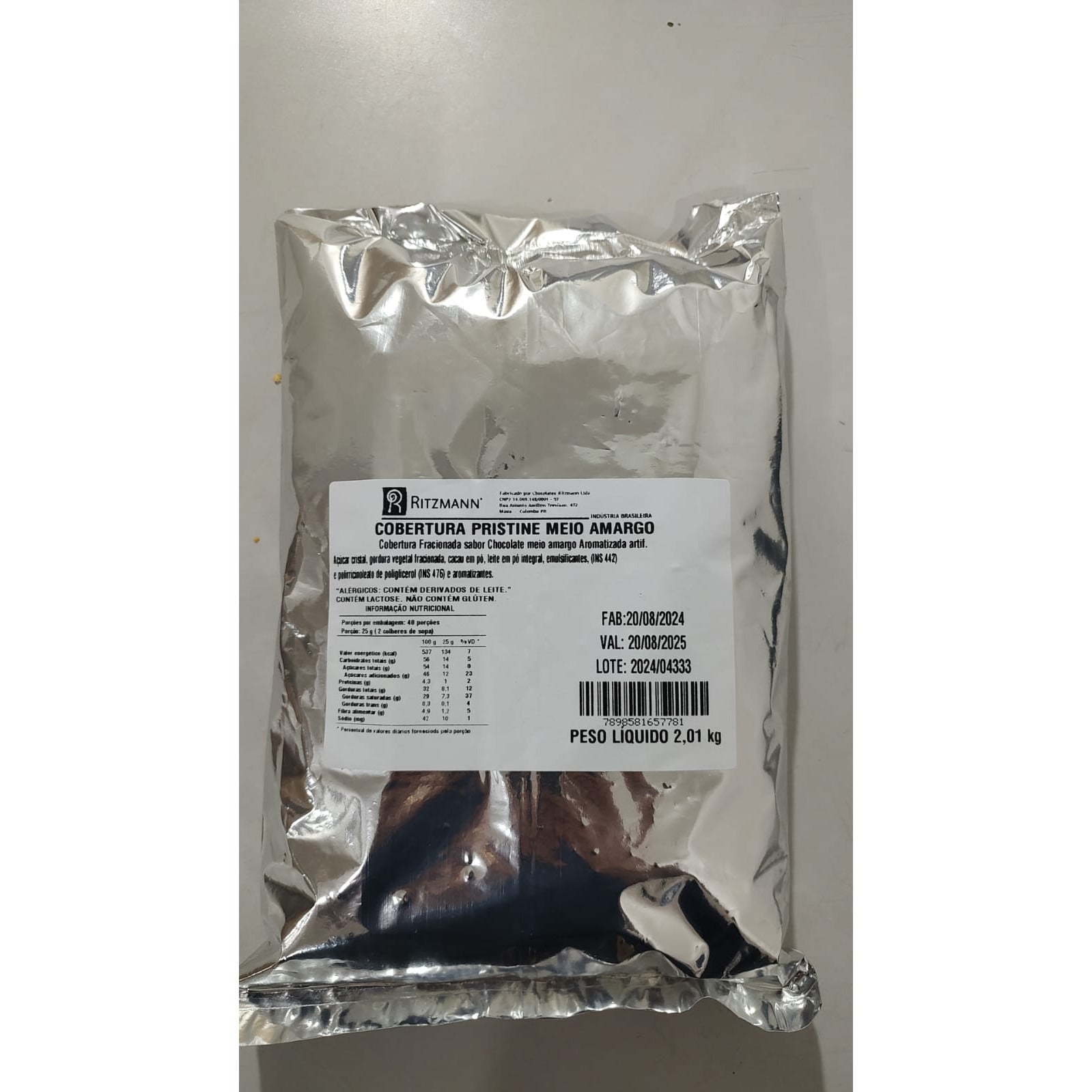 COBERTURA PRISTINE MEIO AMARGO 2,02KG - RITZMANN