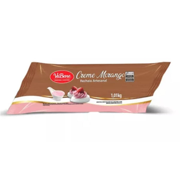 RECHEIO E COBERTURA CREME DE MORANGO BISNAGA 1,01KG - VABENE