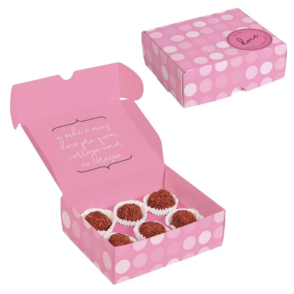 7143 CAIXA PARA 6 BRIGADEIROS QUE SEJA DOCE ROSA 13CM X 10,6CM X 4,5CM 13003829 - CROMUS