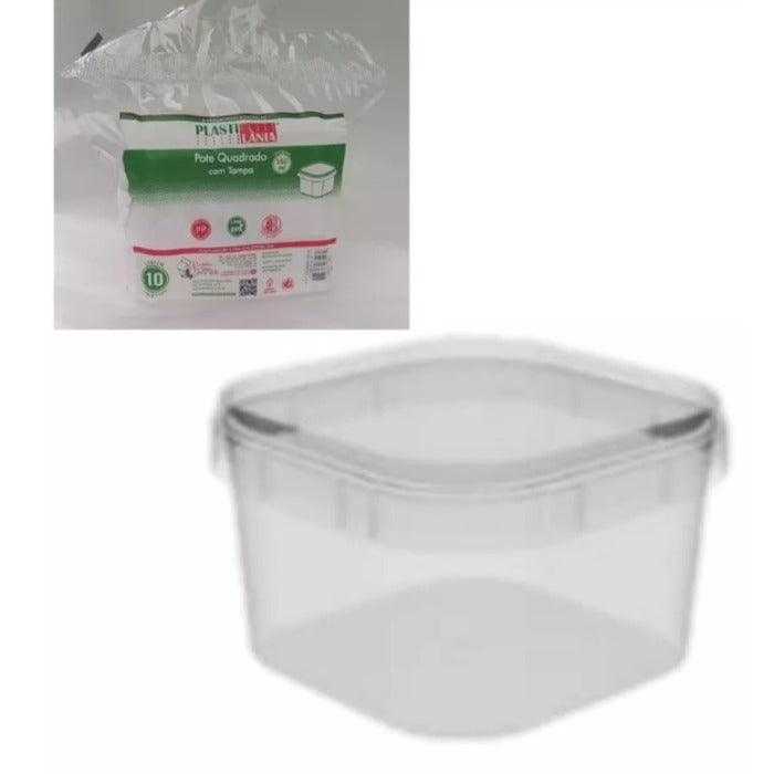 POTE QUADRADO COM TAMPA 150ML 10 UND - PLASTILÂNIA