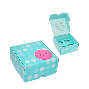 6966 CAIXA PARA 4 BRIGADEIROS QUE SEJA DOCE AZUL 9CM X 9CM X 4,5CM - CROMUS