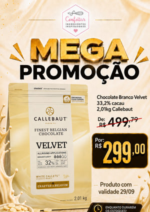 CHOCOLATE BRANCO VELVET 32% CACAU 2,01KG - BARRY CALLEBAUT W3BR25A