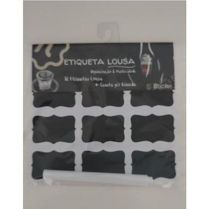 12295 ETIQUETAS LOUSA + CANETA GIZ LIQUIDO COM 12 UND - STICKR