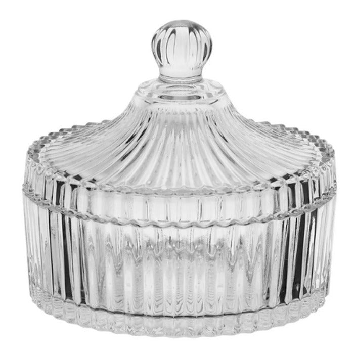 11346 POTICHE DECORATIVO CRISTAL COM TAMPA 14,5X15CM REF88035 - KEHOME