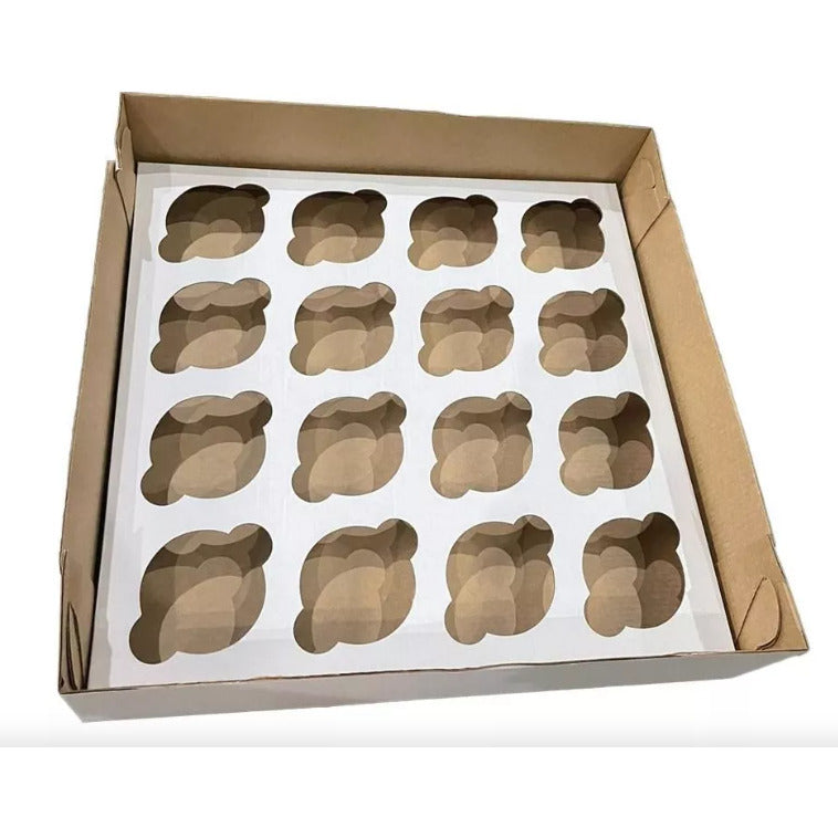 10791CAIXA TRANSPORTE 16 CUPCAKES MICROONDULADO 35X35X10 BRANCO REF8079 - CURIFEST