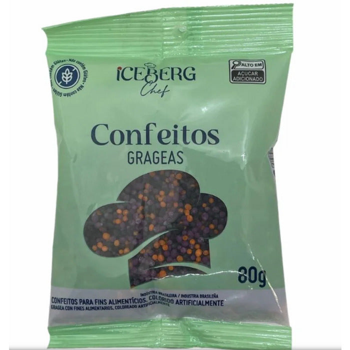 11981 CONFEITO COLORIDO ROXO LARANJA E PRETO 80G - ICEBERG