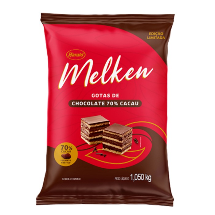 8195 CHOCOLATE AMARGO 70% CACAU MELKEN GOTAS 1,010KG - HARALD