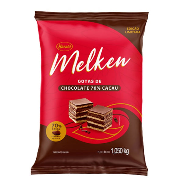 8195 CHOCOLATE AMARGO 70% CACAU MELKEN GOTAS 1,010KG - HARALD