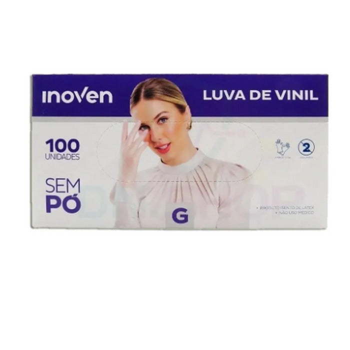 12133 LUVA DE VINIL G SEM PÓ COM 100ND 3026 -INOVEN