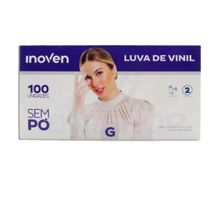 12133 LUVA DE VINIL G SEM PÓ COM 100ND 3026 -INOVEN