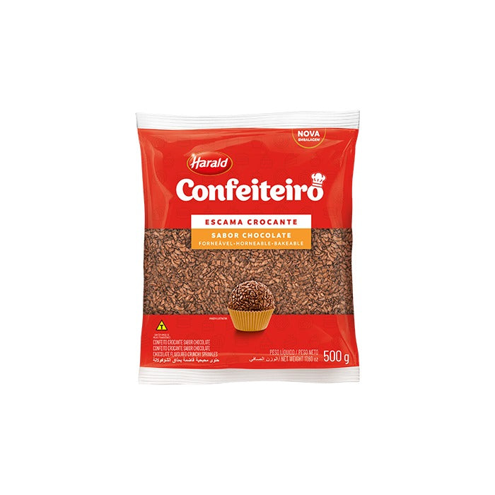 FLOCOS/ESCAMAS CROCANTES SABOR CHOCOLATE AO LEITE CONFEITEIRO 500G - HARALD
