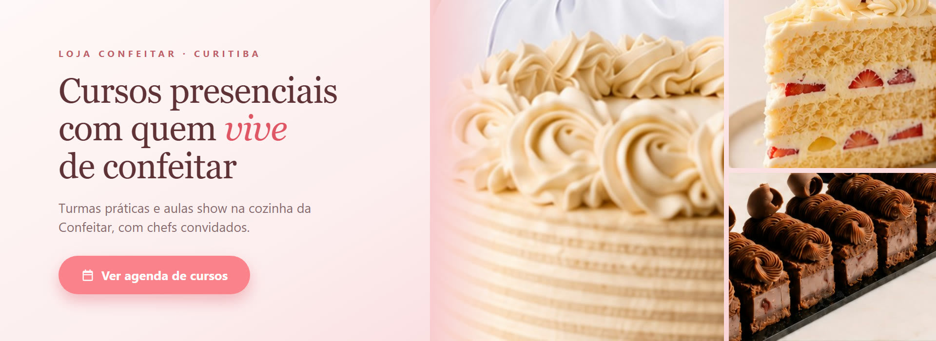 Cursos presenciais de confeitaria na Loja Confeitar em Curitiba