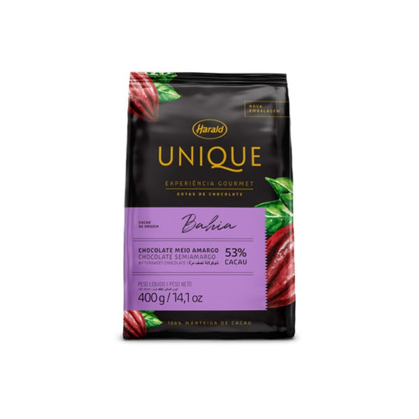 CHOCOLATE MEIO AMARGO 53% CACAU UNIQUE 400G - HARALD