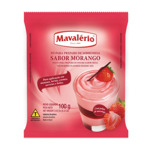 PÓ PARA SOBREMESA SABOR MORANGO 100G - MAVALÉRIO