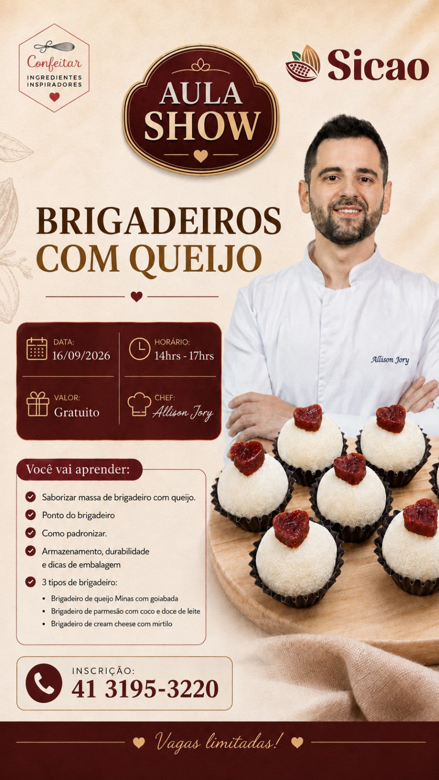 Flyer do curso Brigadeiros com Queijo