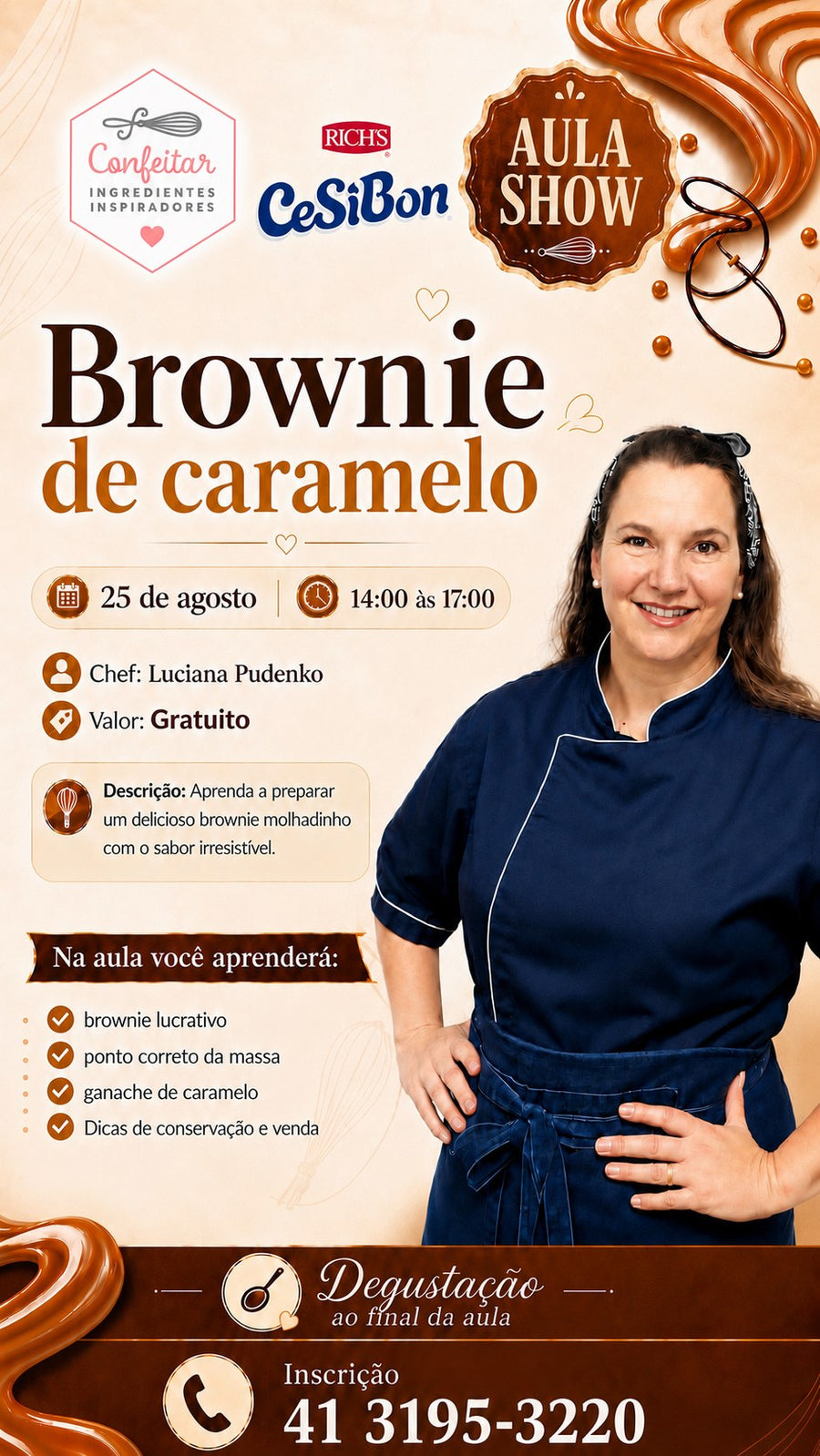 Flyer do curso Brownie de Caramelo