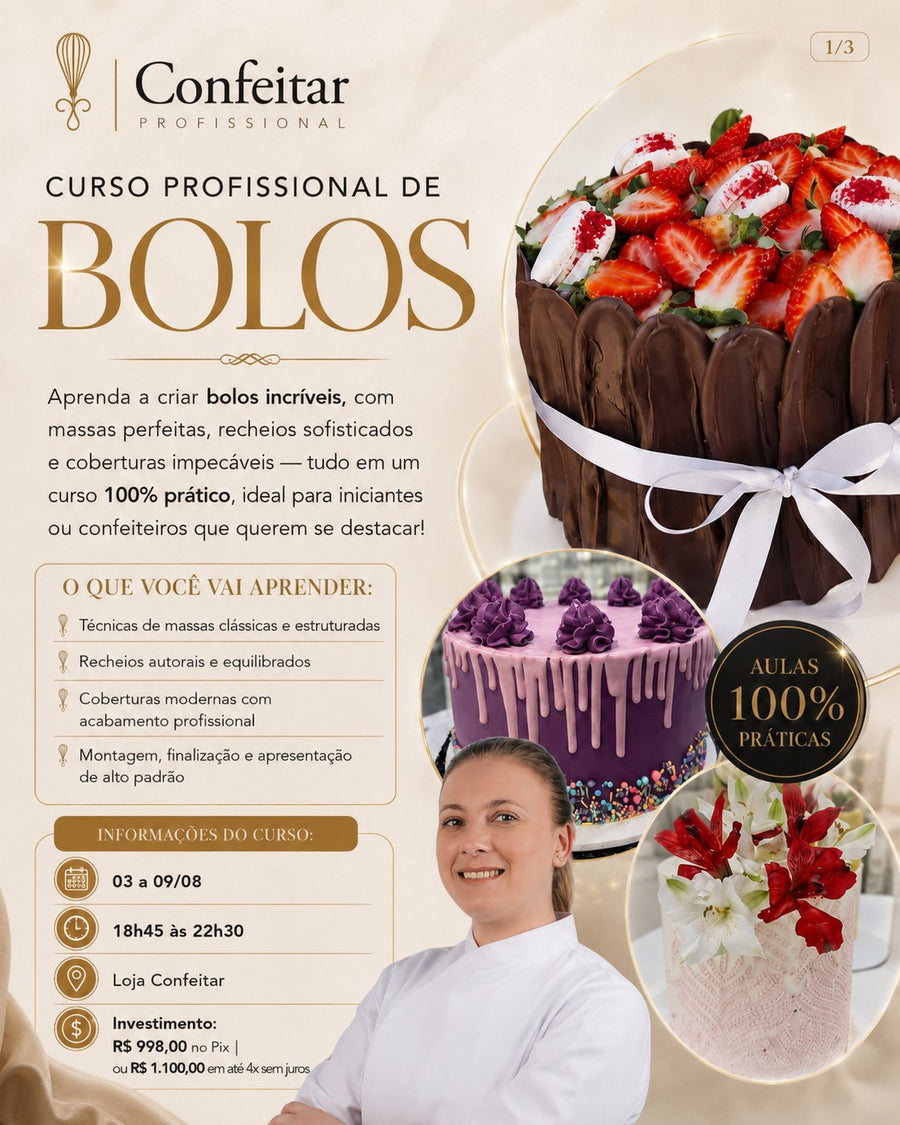 Flyer do curso Curso Profissional de Bolos