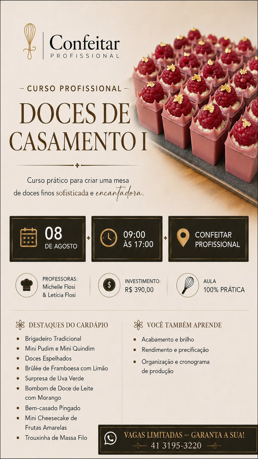 Flyer do curso Doces de Casamento I