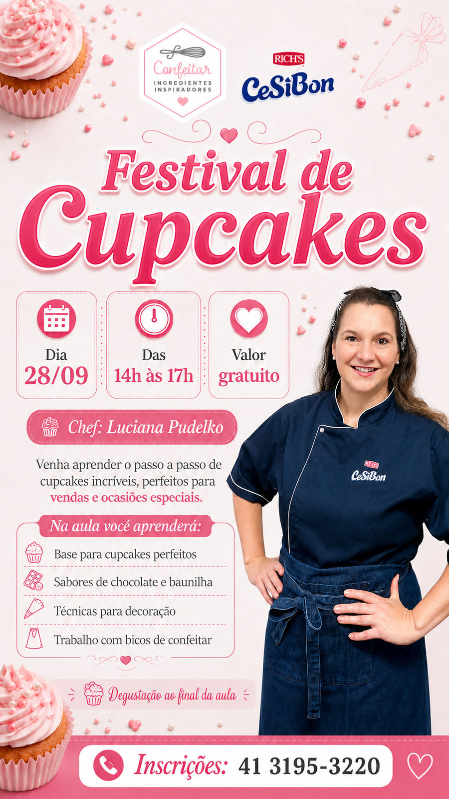 Flyer do curso Festival de Cupcakes