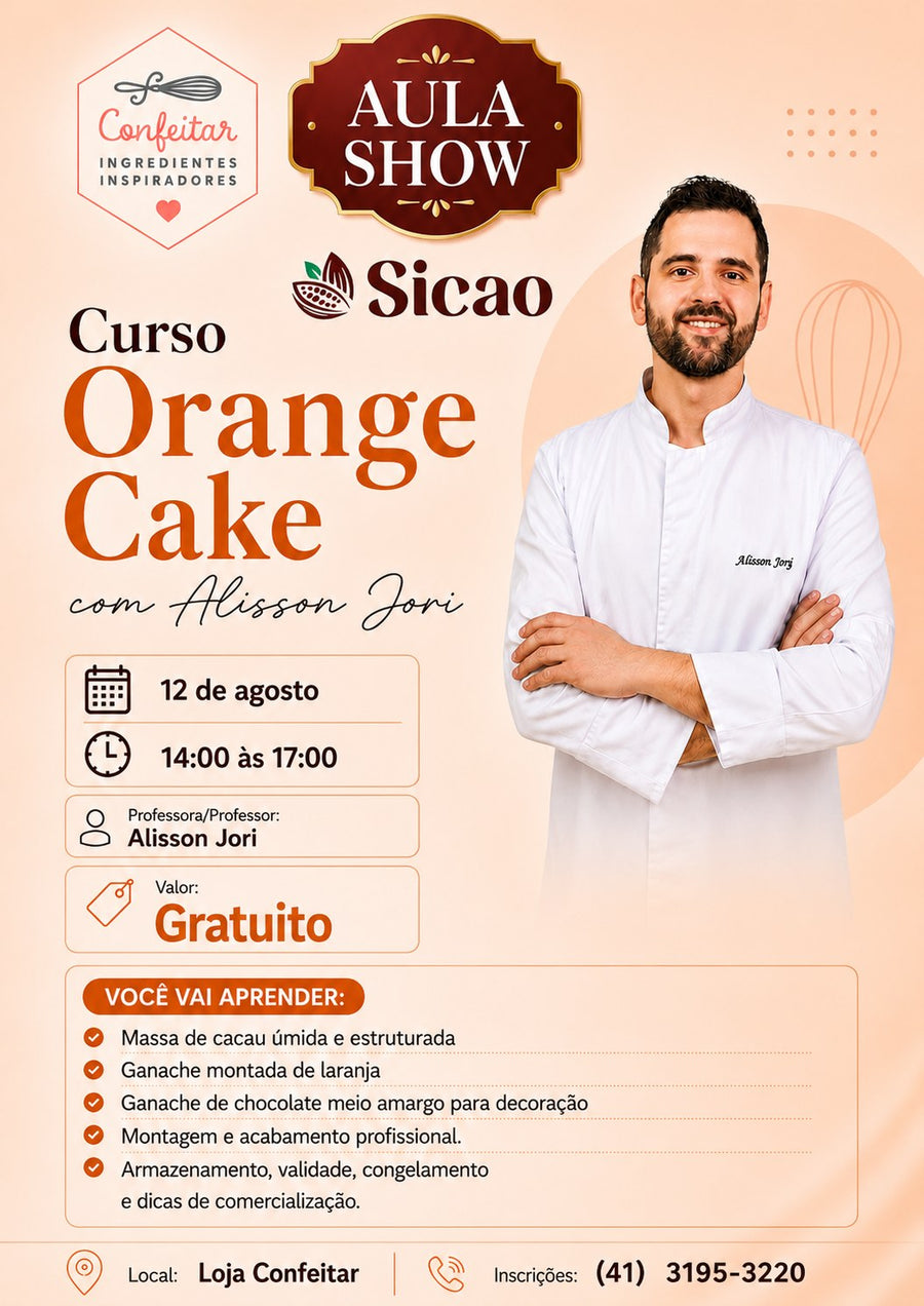 Flyer do curso Orange Cake