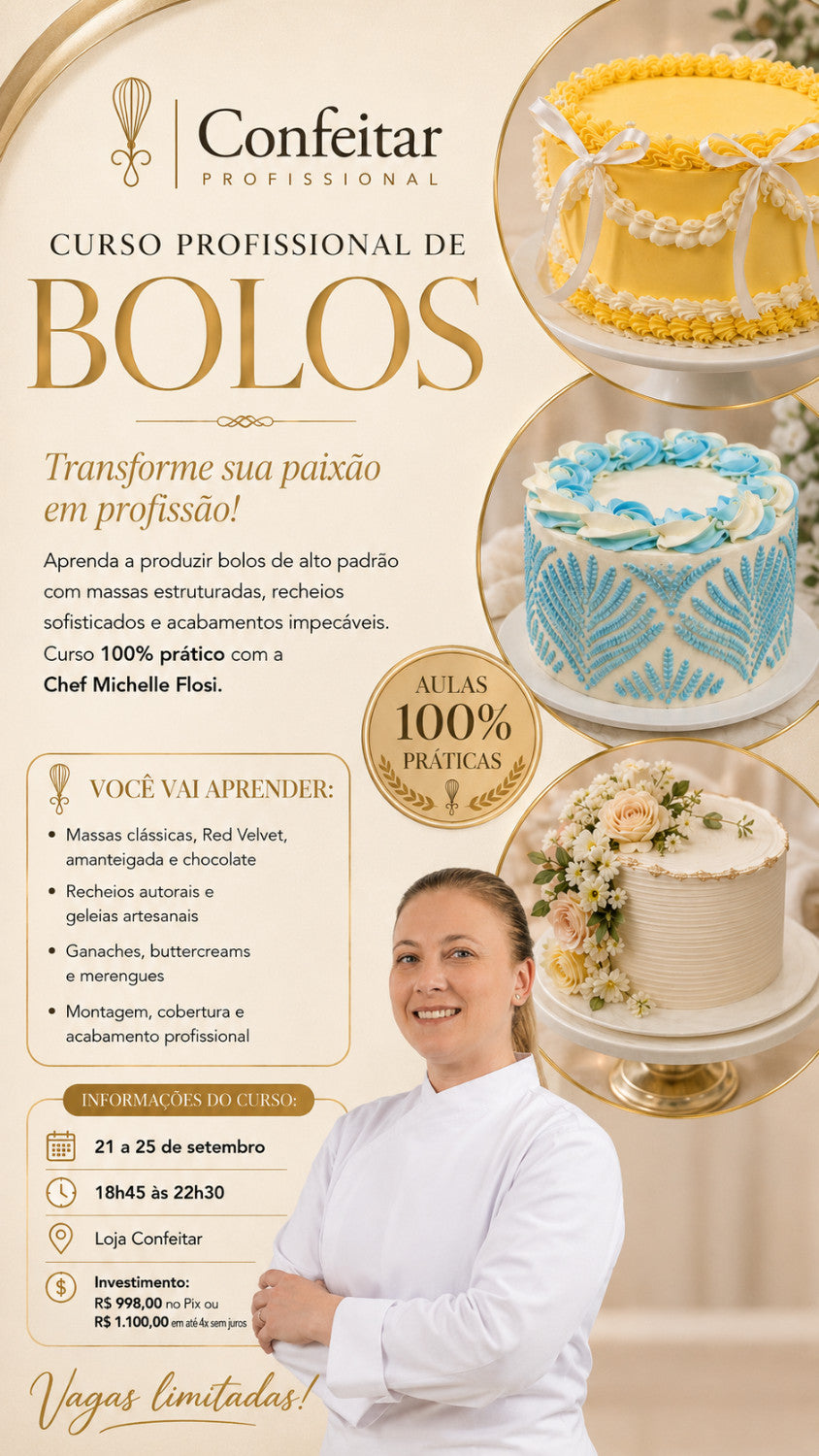 Flyer do curso Curso Profissional de Bolos