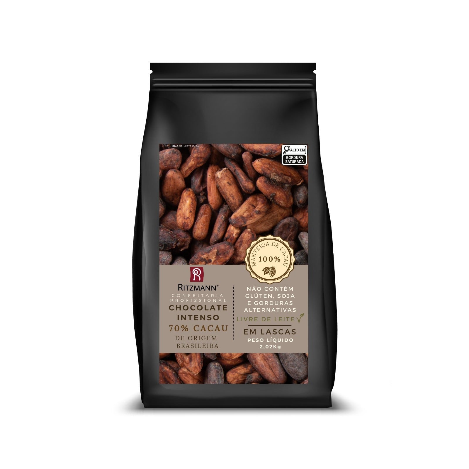 0090 CHOCOLATE INTENSO GOURMET 70% CACAU EM LASCAS 1,01KG - RITZMANN