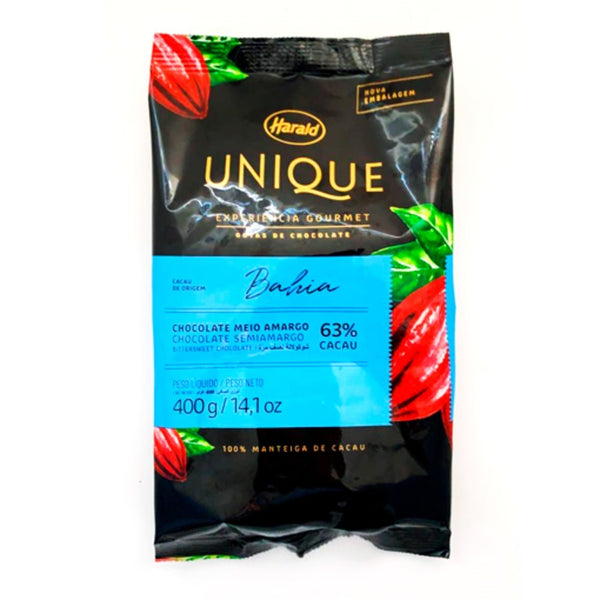 CHOCOLATE AMARGO 63% CACAU UNIQUE 400G - HARALD