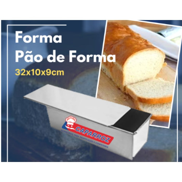 FORMA PÃO DE FATIA C/ TAMPA 32X10X9CM COD0242 - CAPARROZ