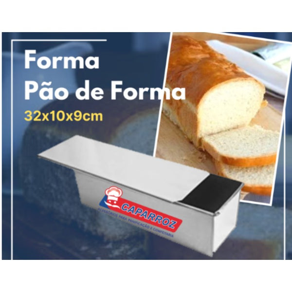 FORMA PÃO DE FATIA C/ TAMPA 32X10X9CM COD0242 - CAPARROZ