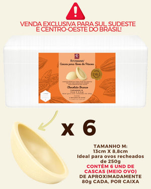 PRÉ-VENDA DE CASCAS DE OVOS CHOCOLATE NOBRE BRANCO M 6 UND x 80g - RITZMANN