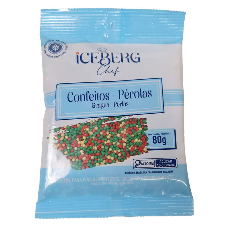 11980 CONFEITO COLORIDO VERMELHO VERDE E DOURADO 80G - ICEBERG