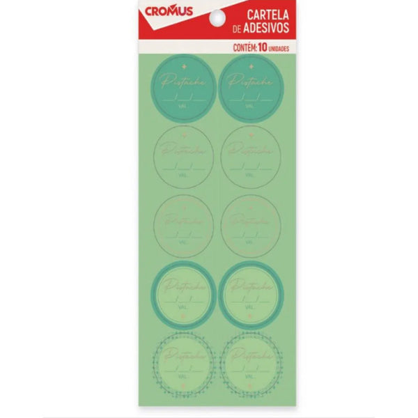 10820 CARTELA ADESIVA PISTACHE HOT STAMP 10 UND REF28110239 - CROMUS