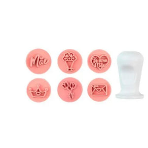 11352 KIT CARIMBOS AMOR DE MÃE ROSA BEBE 2CM - BLUESTAR