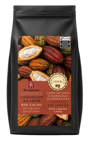 CHOCOLATE GOURMET AO LEITE 42% CACAU EM LASCAS 2,02KG - RITZMANN
