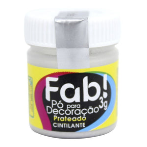 PÓ PARA DECORAÇÃO BRILHANTE PRATEADO 3G FAB